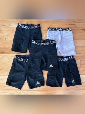 Lot Of 5 Adidas Compression Baseball Shorts Youth Small Black White